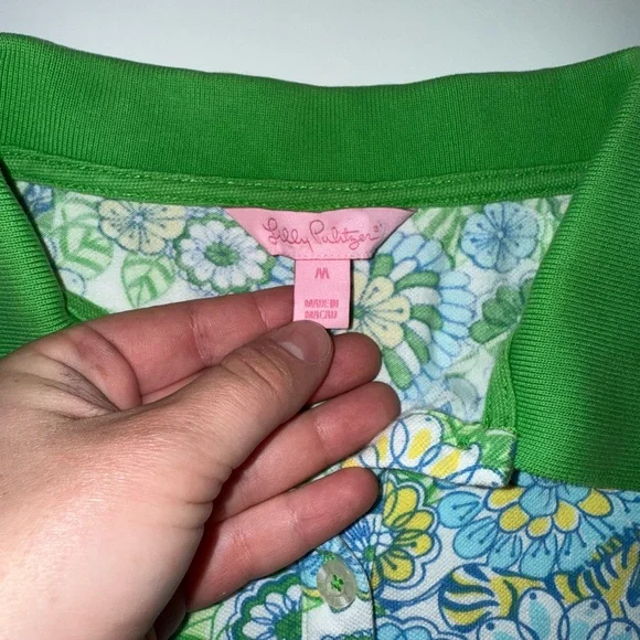 Lilly Pulitzer Green Duval Notch Neck Linen Polo - Picture 3 of 4
